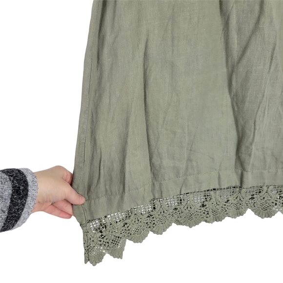 Carla Conti Light green embroidered 100% linen dress size S - Picture 6 of 11